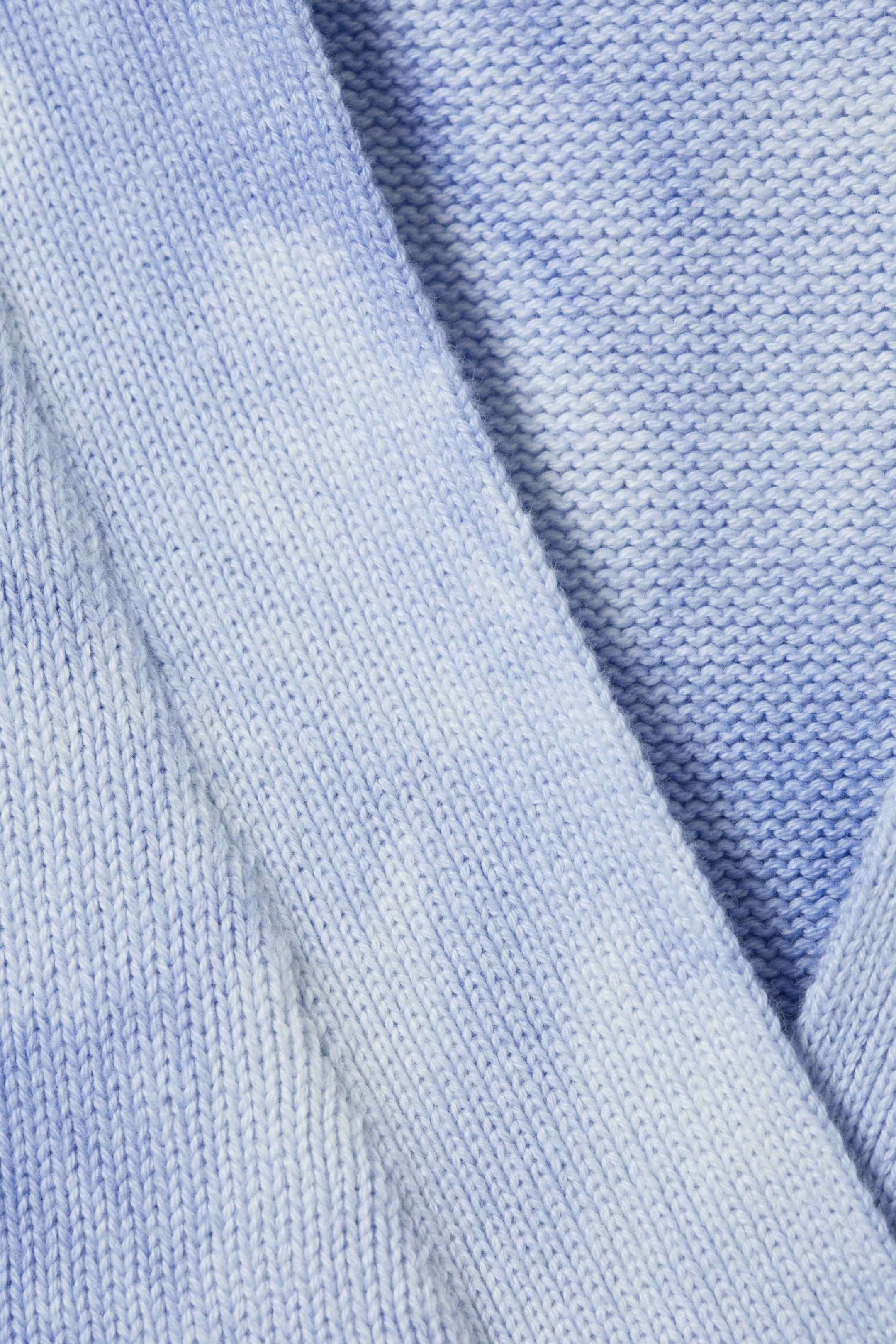 Washed Blue - Tie-dye - Jacquard Knitted Cotton Cardigan - 4