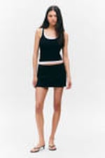 Black - Low Waisted Mini Suiting Skirt - 0