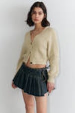 Beige - Chunky cropped cardigan - 1