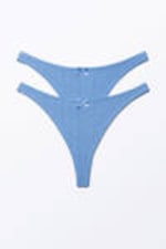 Dusty Blue - 2-pack Pearl Low Rise Thongs - 0