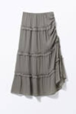 Dusty Grey - Tiered Frilled Maxi Skirt - 3
