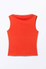 Bright Orange - Super soft sleeveless boatneck top - 3