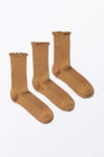 Dusty Brown - 3-pack Frill Socks - 0