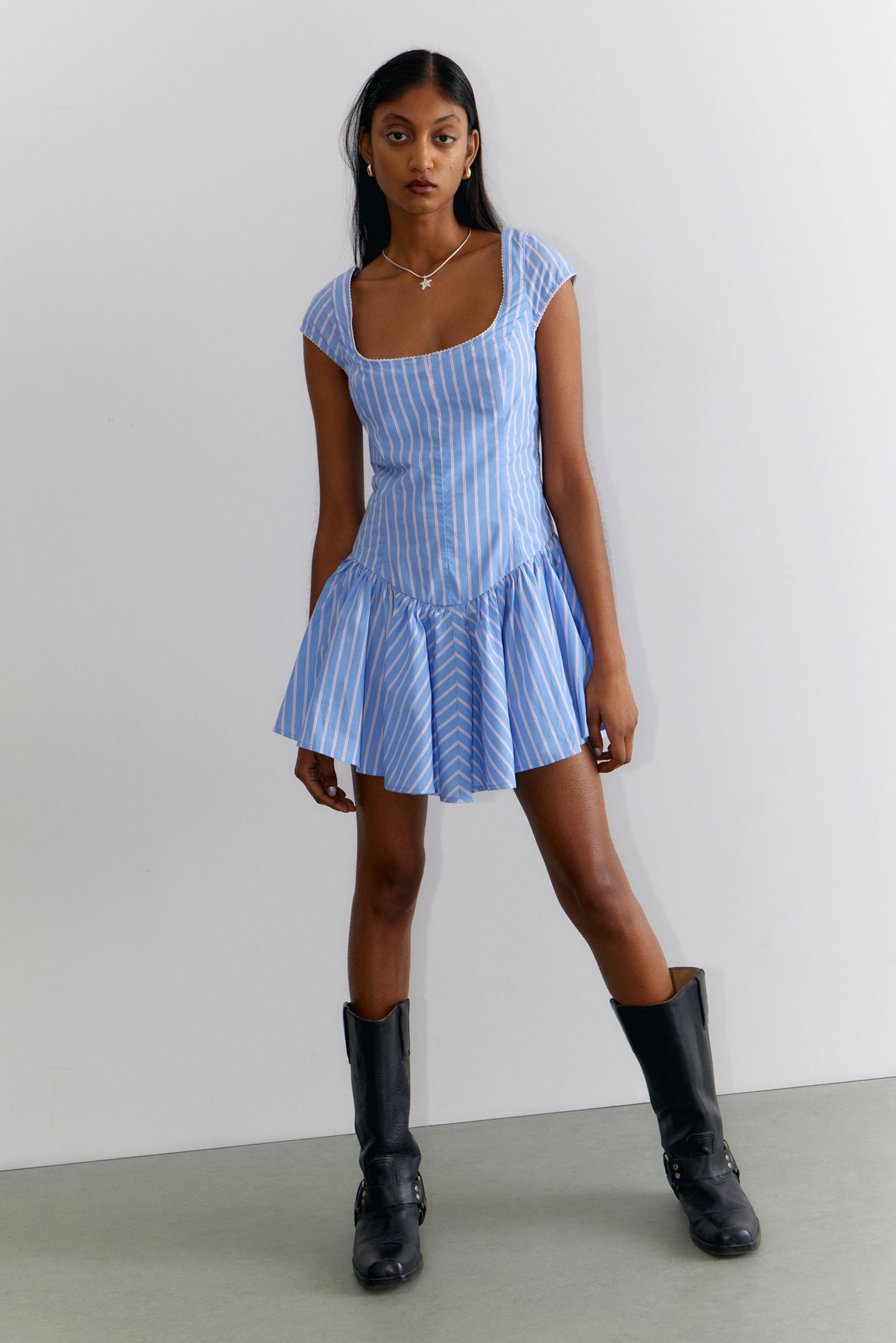 #7C91CB - Fit and Flare Mini Dress - 1
