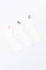 White - 3-pack Embroidered Socks - 0