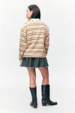 Striped Beige - Long Sleeve Rugby Polo Top - 3