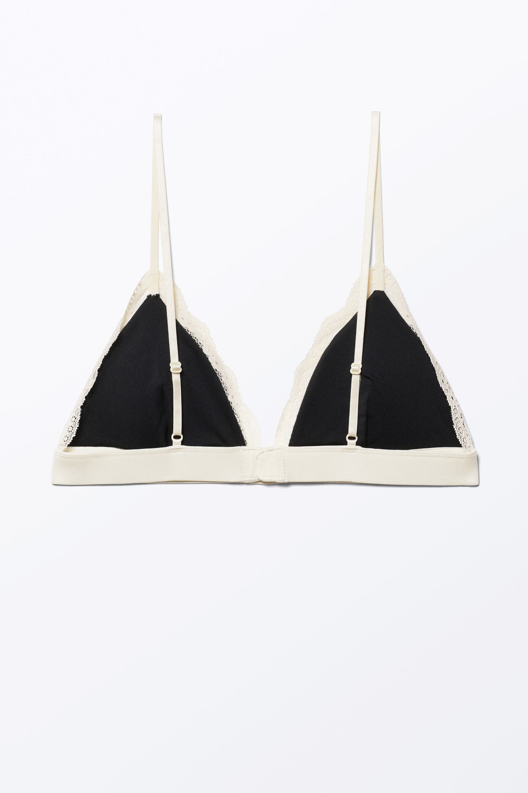 Black & Dusty White - Soft Padded Triangle Bra - 1