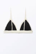 Black & Dusty White - Soft Padded Triangle Bra - 1