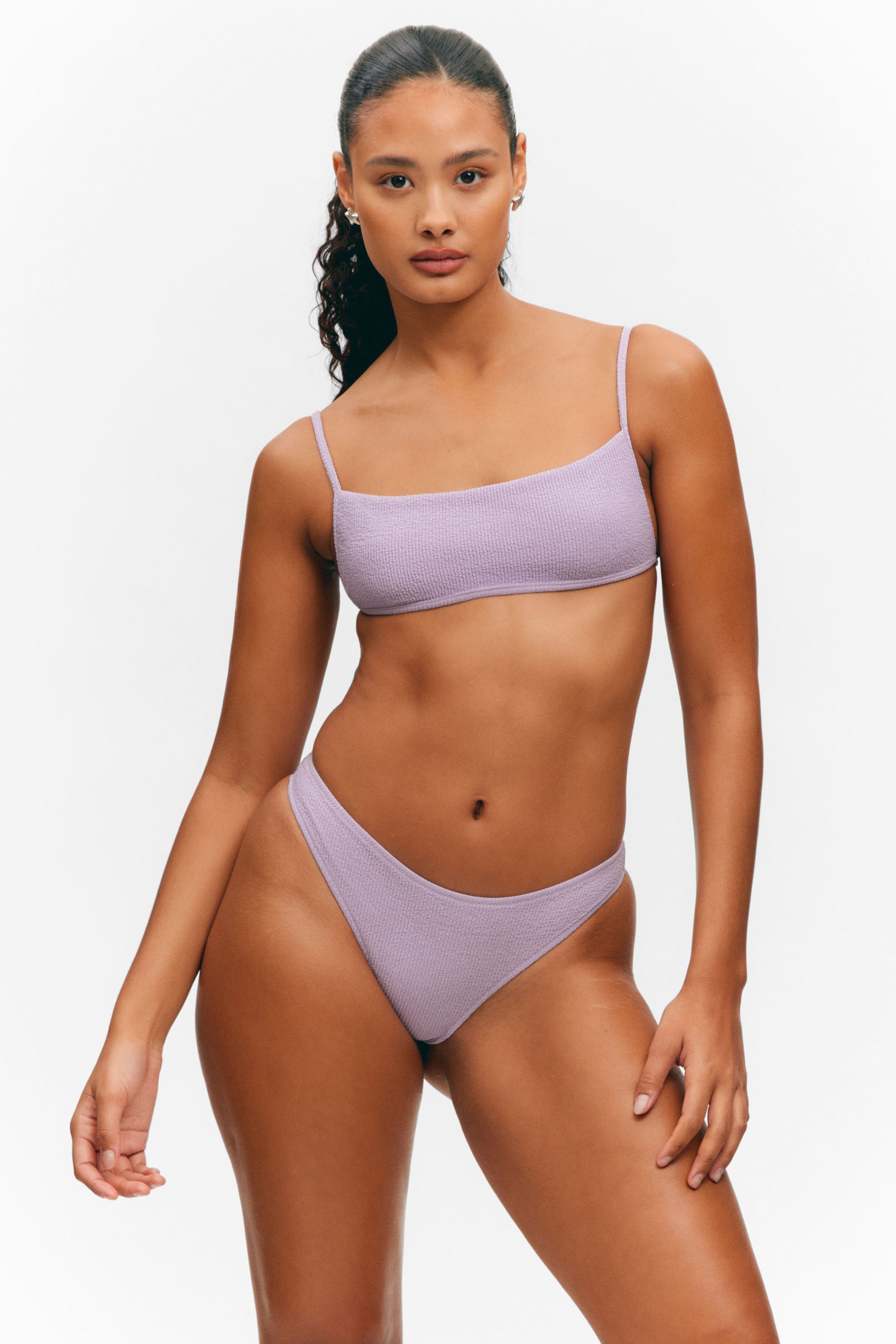 Light Lilac - Structured Square Neck Bikini Top - 0