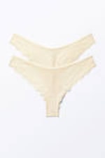 Light Beige - 2-pack Lacey Lace Brazilian Briefs - 0