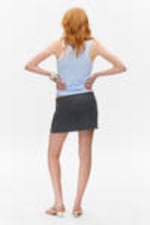 Dark Grey Melange - Low Waisted Mini Suiting Skirt - 3