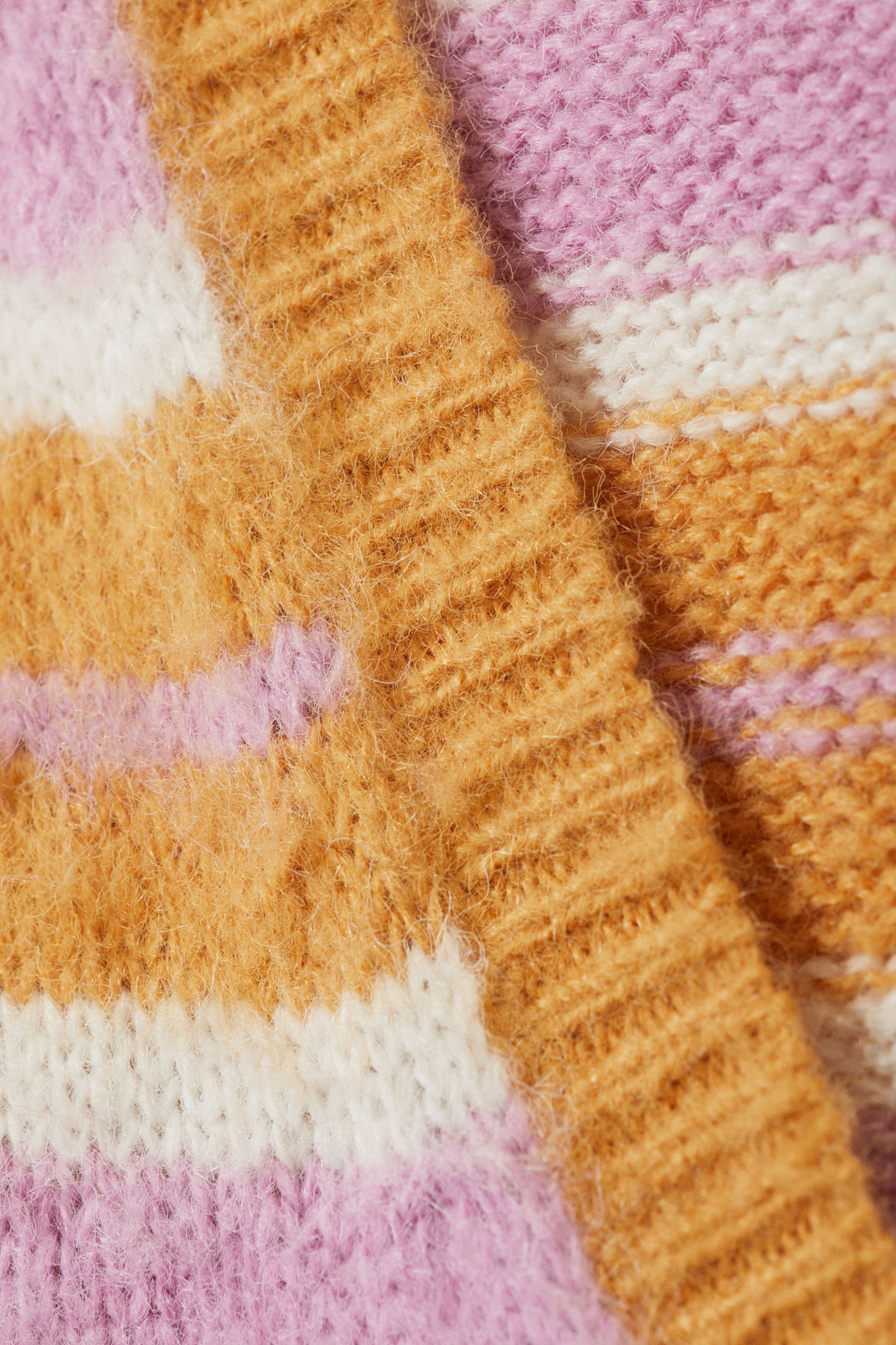 Dark Yellow Stripe - Fluffy knit cardigan - 4