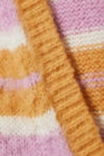 Dark Yellow Stripe - Fluffy knit cardigan - 4