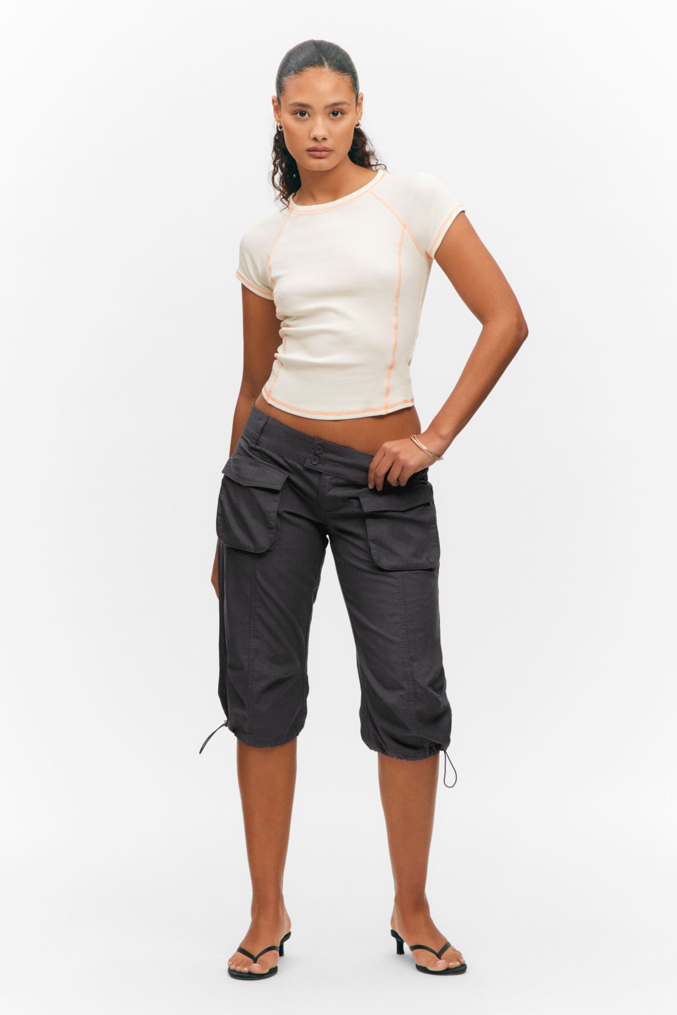 #ECE9E2 - Contrast Stitch Fitted T-Shirt - 2
