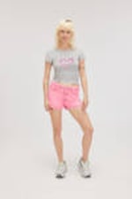 Grey - pink spiky heart - Cropped t-shirt - 1