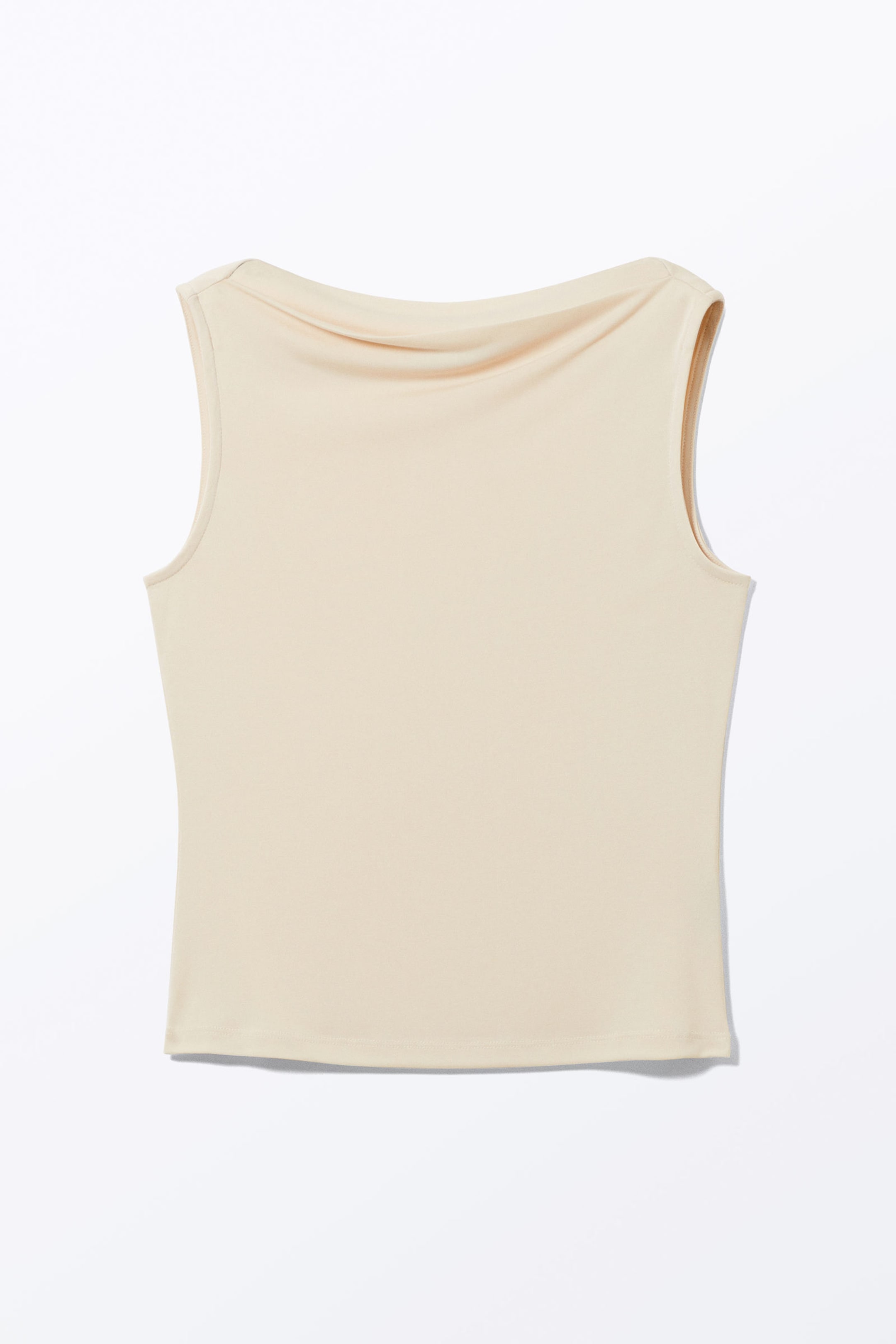 Cream - Super soft sleeveless boatneck top - 3