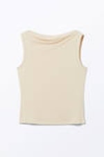 Cream - Super soft sleeveless boatneck top - 3