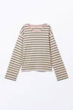 Black & Dusty White - Stripe - Boxy Sleeve T-Shirt - 3