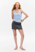 Dark Grey Melange - Low Waisted Mini Suiting Skirt - 0
