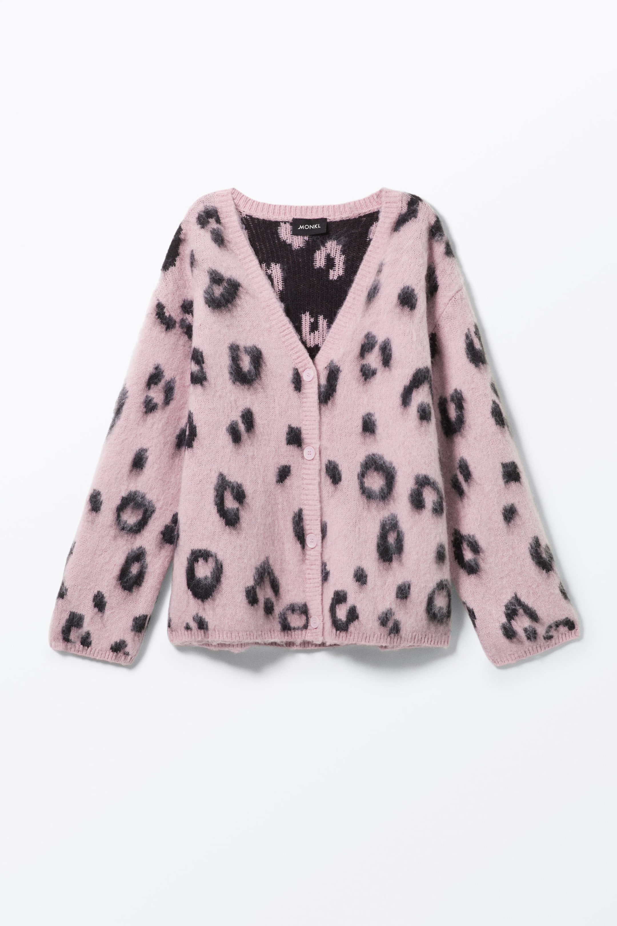 Light Pink - Leopard - Fluffy knit cardigan - 3