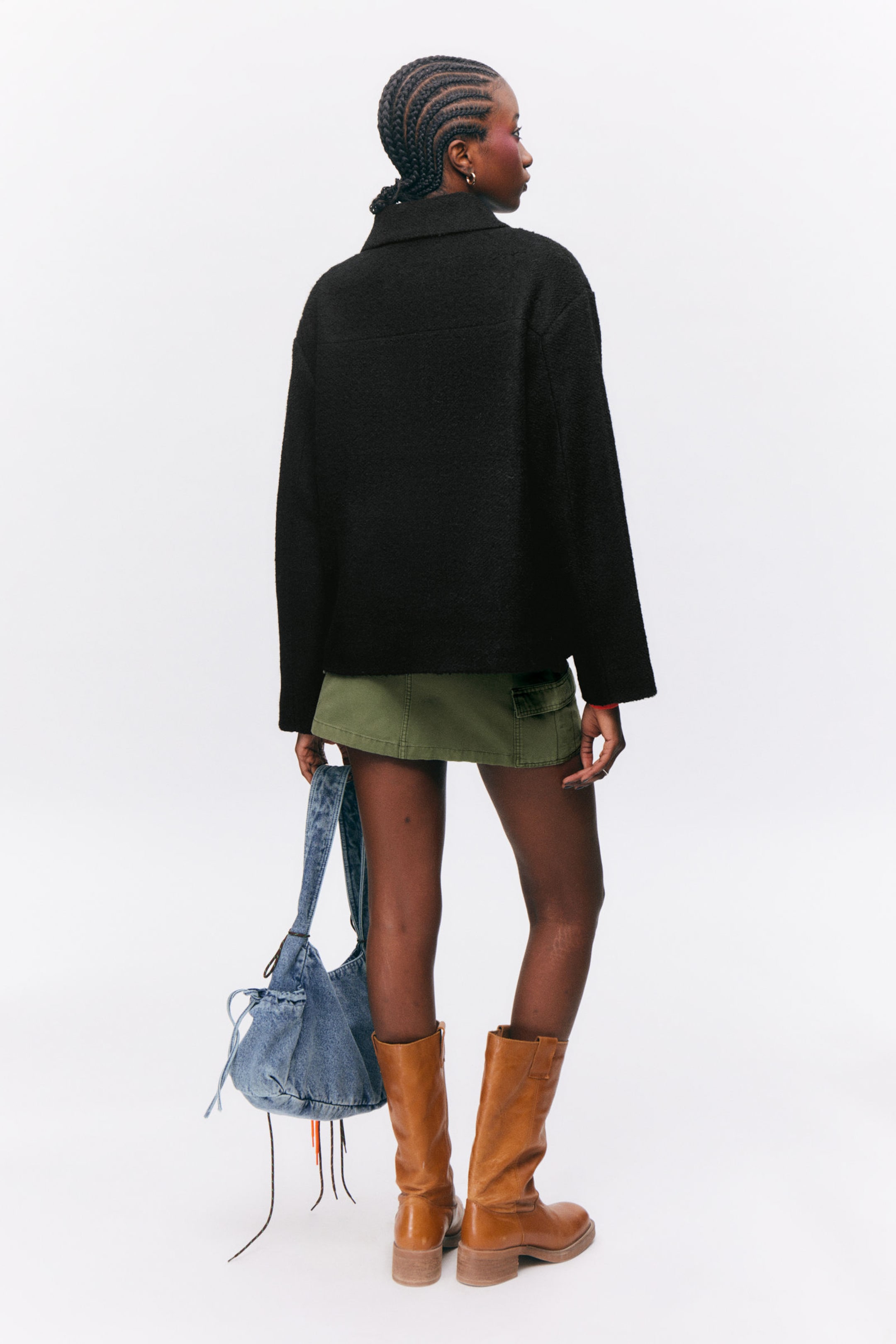 Black - Single-breasted Wool Blend Jacket - 3