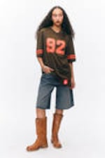 Dark Brown & Red - Sporty Mini T-shirt Dress - 1