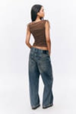 Brown - Sleeveless Tie Keyhole Top - 2