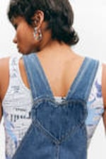 Sunset Blue - Medium Blue - Denim Dungaree Mini Dress - 2