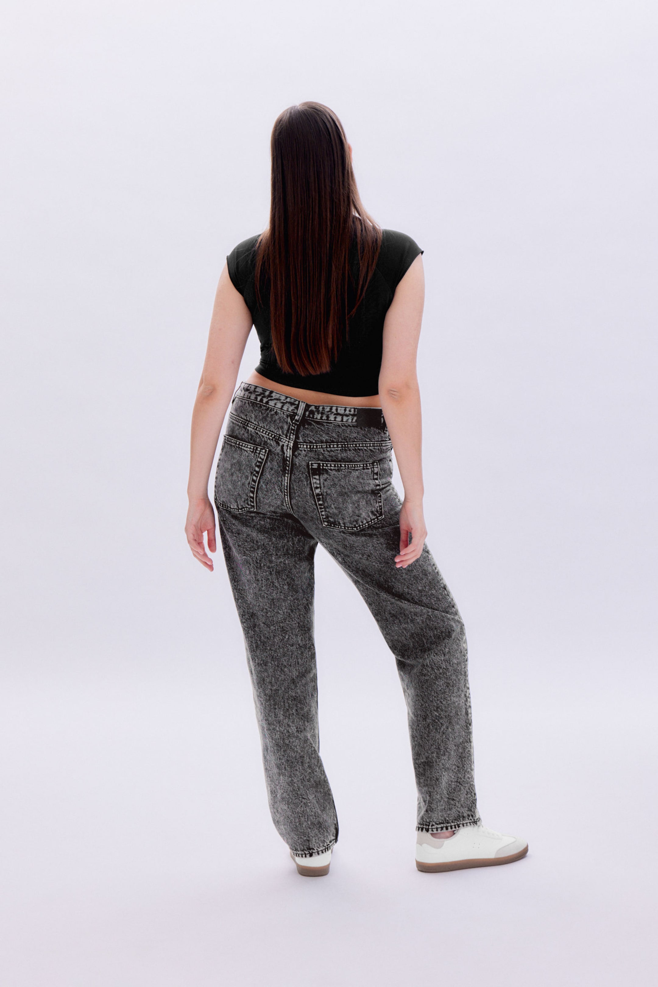 Washed Black - Aimo Mid Straight Jeans - 4