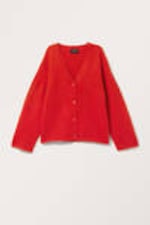 Red - Fluffy knit cardigan - 3