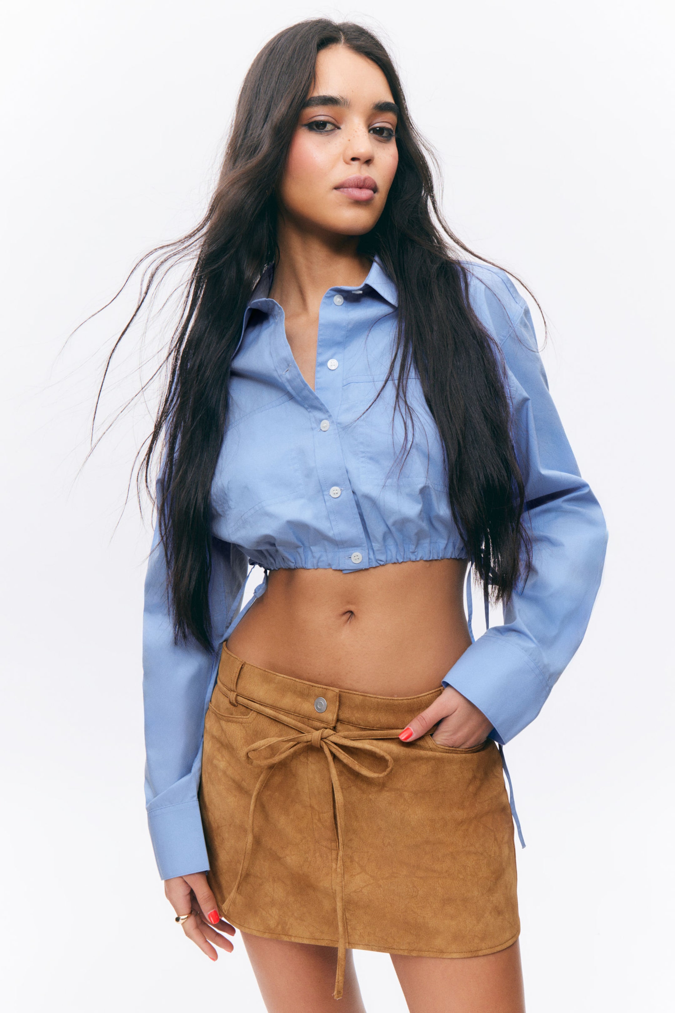 #8D6844 - Low Waisted Faux Suede Mini Skirt - 1