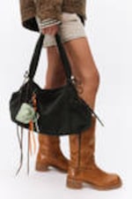 Black - Rectangular Shoulder Bag - 1