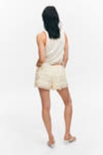 White - Frilled Lace Mini Shorts - 3