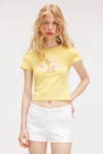 Yellow - silver mushrooms - Cropped t-shirt - 0