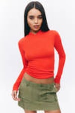 Bright Red - Long-Sleeved Hooded Top - 1