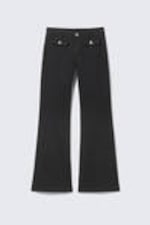 Black - Low Waisted Bootcut Twill Trousers - 4