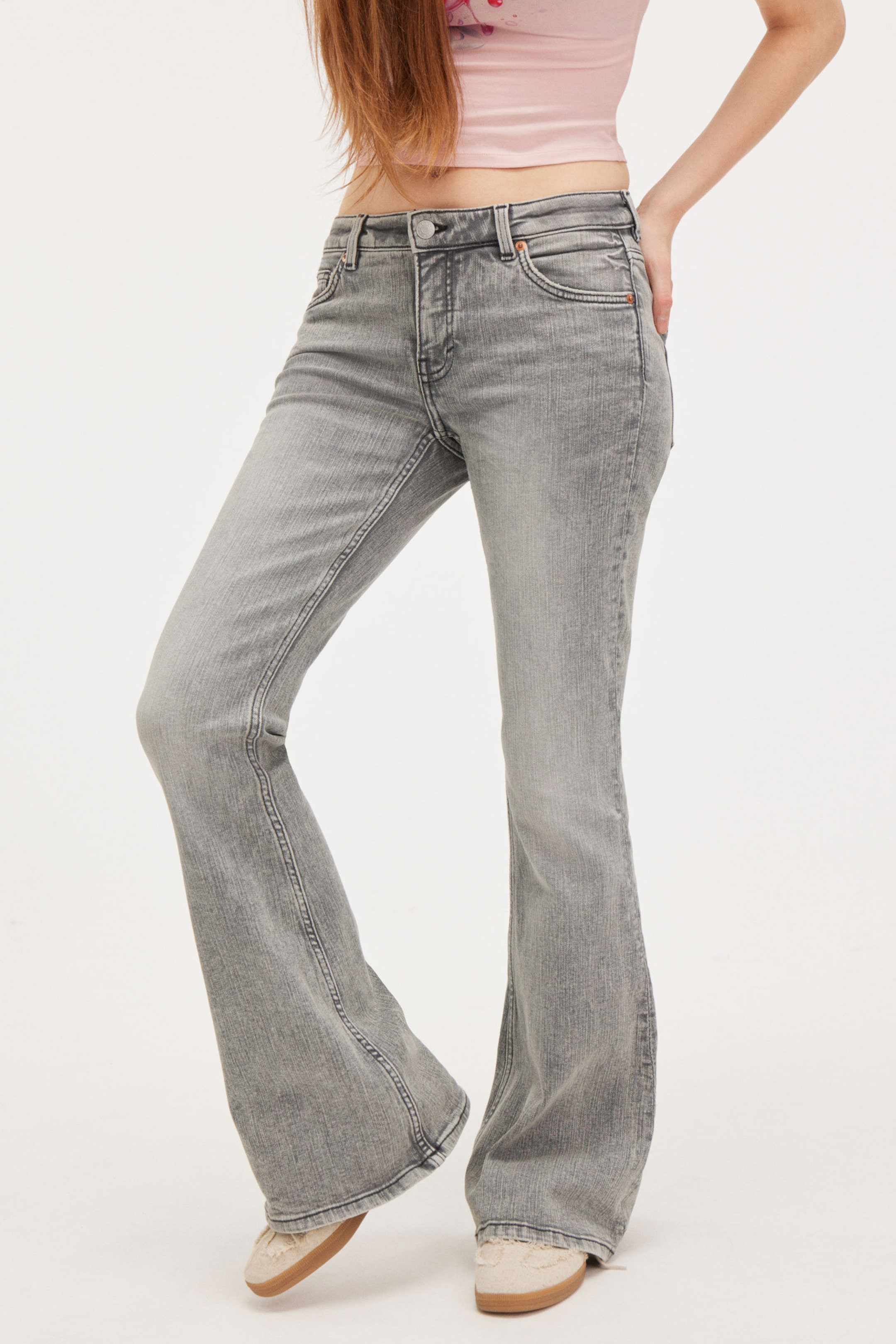Concrete Grey - Katsumi Low Waist Flared Jeans - 1