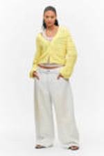Light Yellow - Soft Knitted Single-Breasted Cardigan - 1