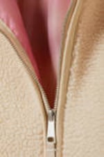 Dusty White - Pink Lining - Loose Fleece Zip Jacket - 5