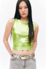 Shiny Green - Super soft sleeveless boatneck top - 2