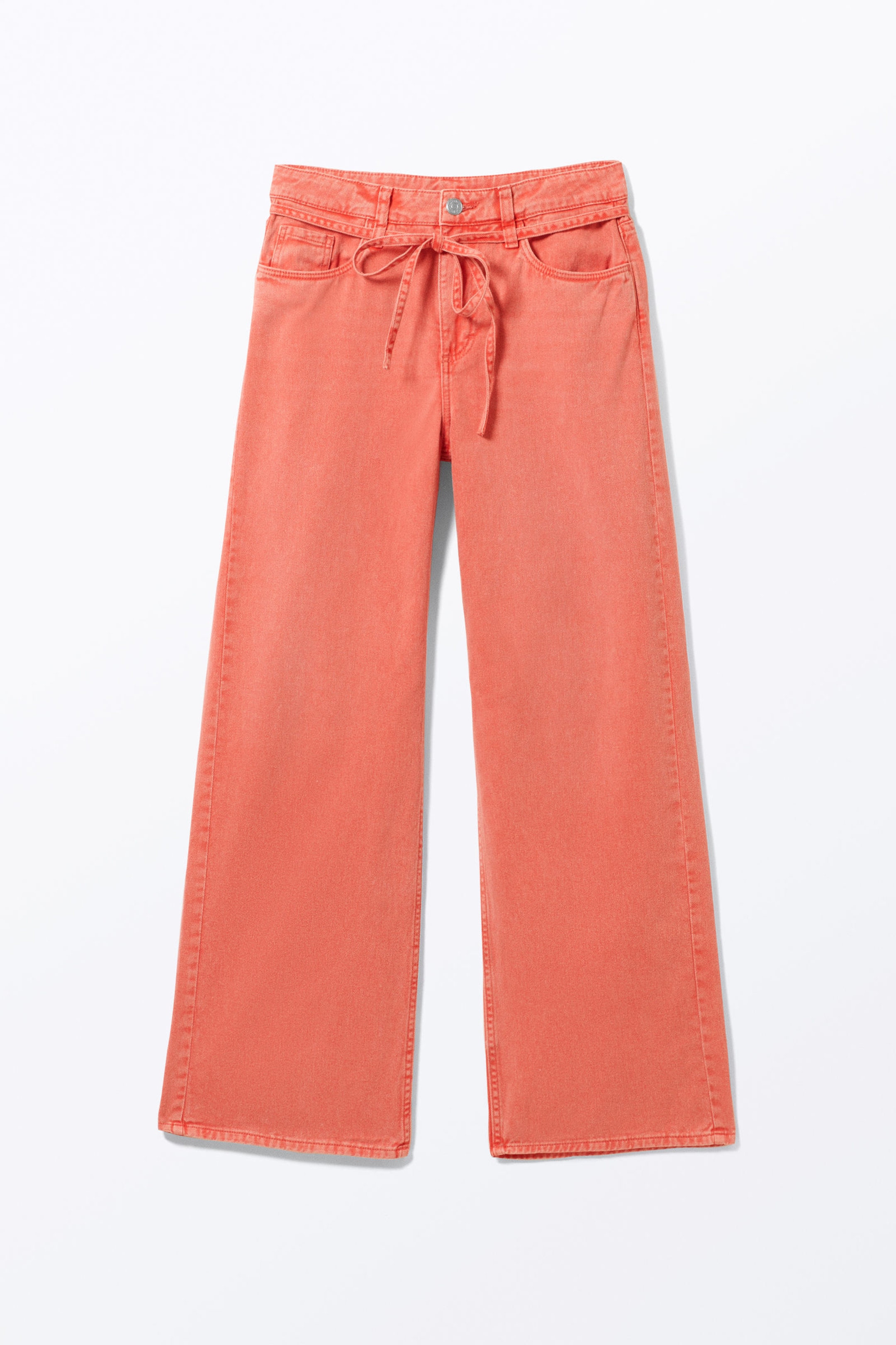 Dusty Red Overdye - Low Waisted Relaxed Twill Trousers - 3