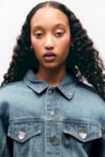 Starling Blue - Cropped Oversized Barrel-Sleeved Denim Jacket - 2