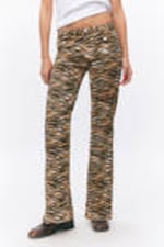Tiger Striped - Low Waisted Bootcut Twill Trousers - 1