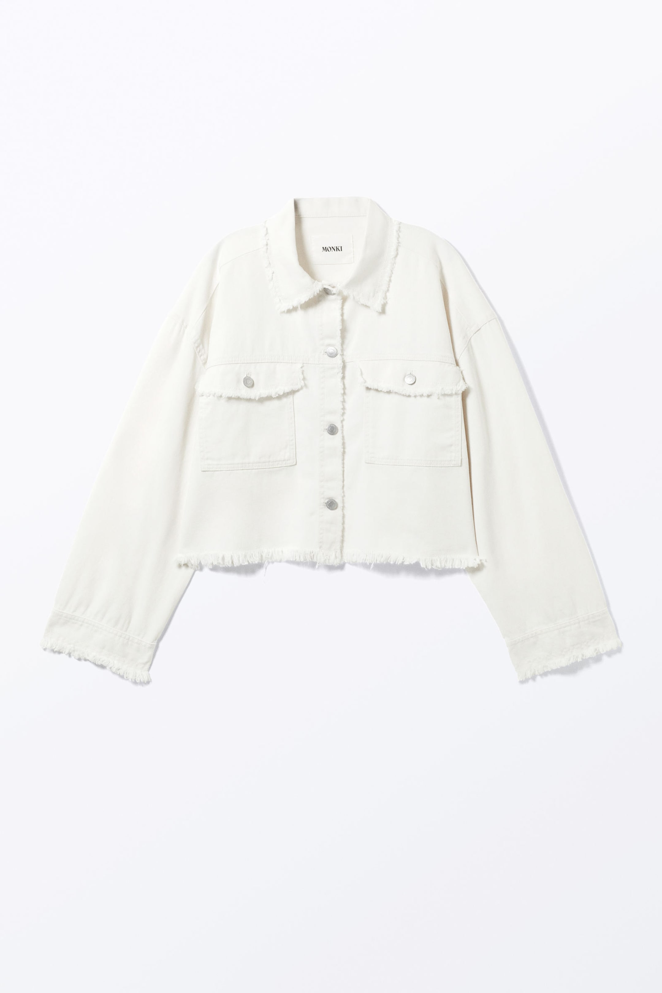 White - Cropped Boxy Twill Jacket - 4