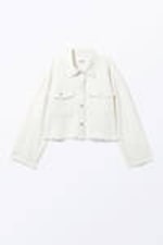 White - Cropped Boxy Twill Jacket - 4