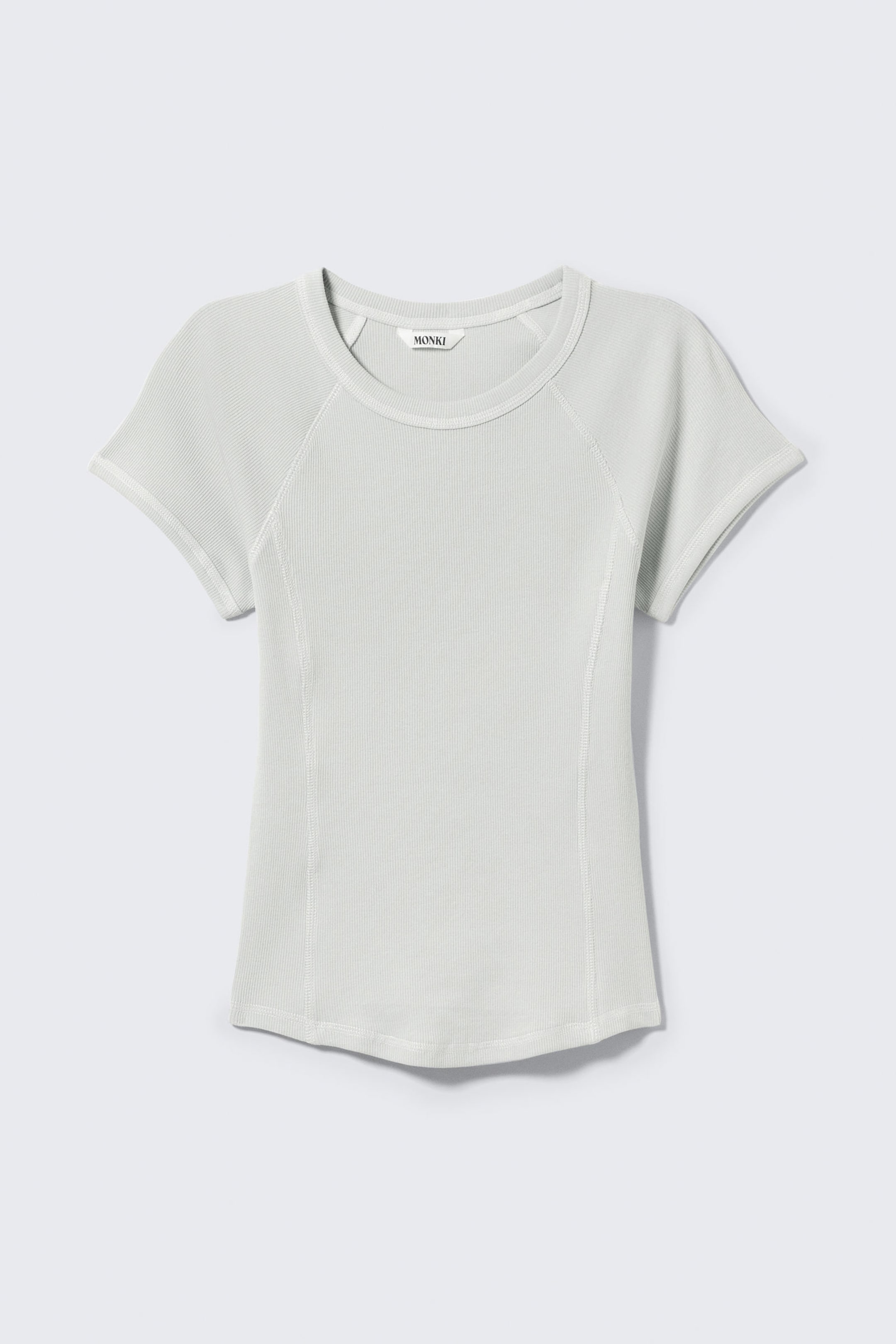 Light Grey - Contrast Stitch Fitted T-Shirt - 3