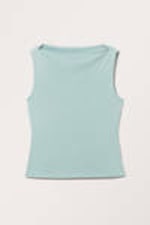 Dusty Turquoise - Super soft sleeveless boatneck top - 3