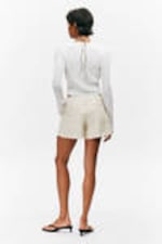 White - Asymmetric Cotton Twill Wrap Skort - 3