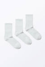 Grey Melange - 3-pack Ribbed Socks - 0