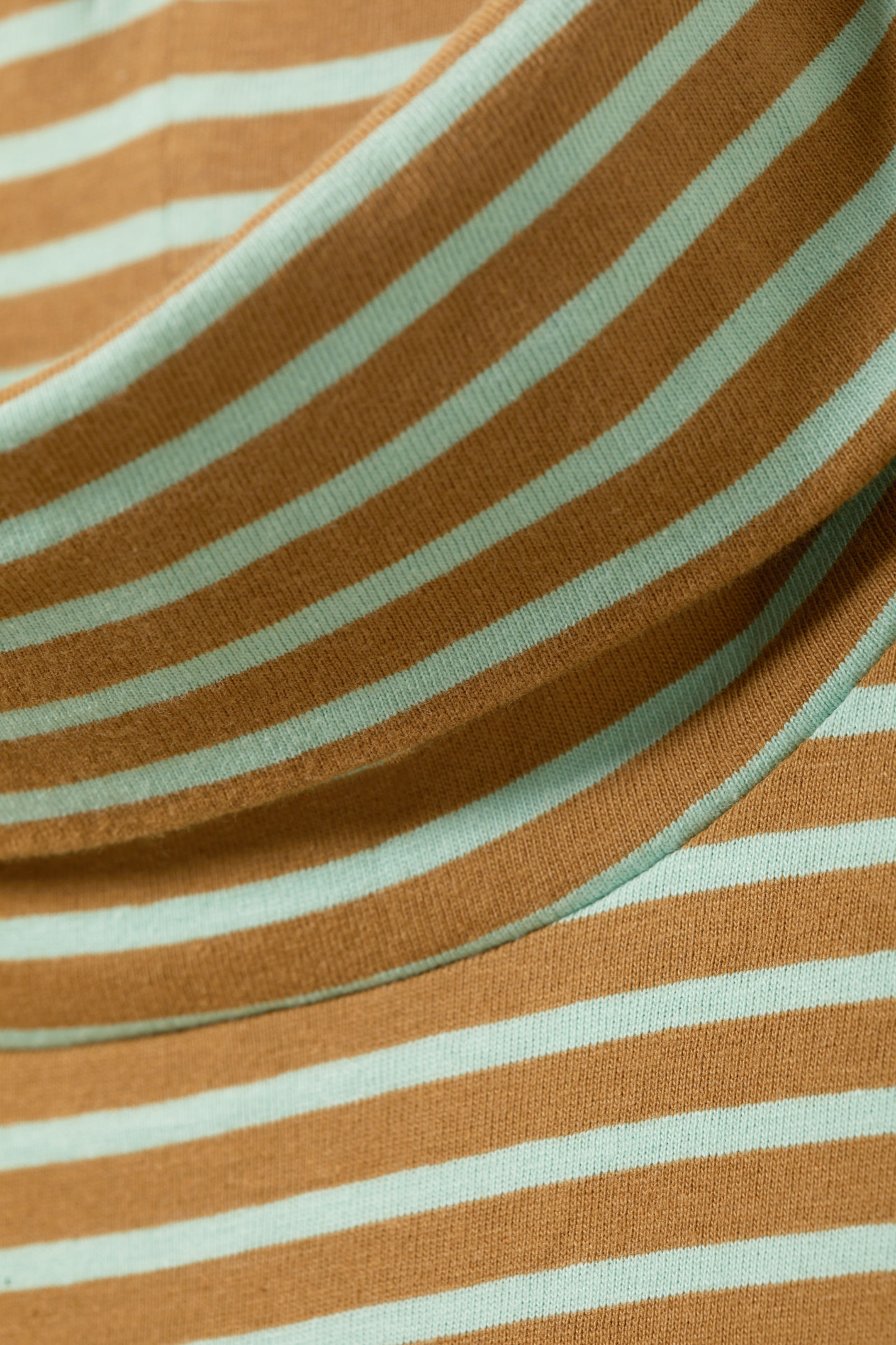 Mustard & Mint Stripes - Boxy Long-Sleeved Mock Turtleneck Top - 4